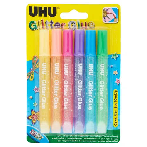 UHU Glitter Glue Shiny 39110 6 Stück