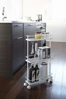 Yamazaki Servierwagen Tower Kunststoff/Metall, Weiss - Tiefe: 12 cm - Breite: 38 cm - Höhe: 66 cm - Detailmaterial: Metall - Kunststoff - Grundmaterial: Kunststoff - Metall
