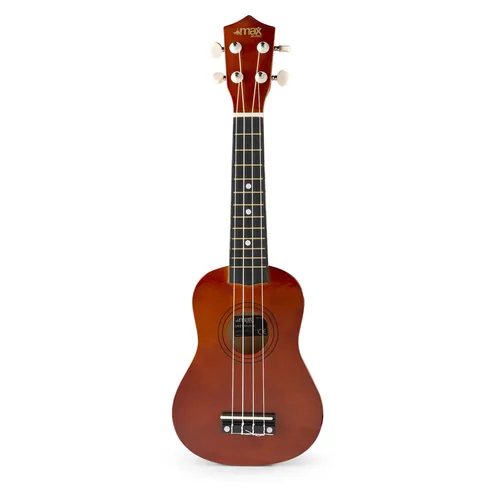 MAX Ukulele UKEY Set Soprano Dunkel Natur 21 Zoll