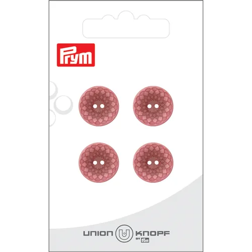 Prym Union Knopf Knöpfe Polyester 15 mm, 4 Stück, Rosa - Detailfarbe: Rosa