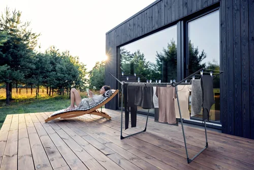 Leifheit Standtrockner Pegasus 180 Slim 18 m - Leinenlänge: 18 m - Detailfarbe: Anthrazit - Wäscheständer Art: Standtrockner - Material: Metall - Kunststoff