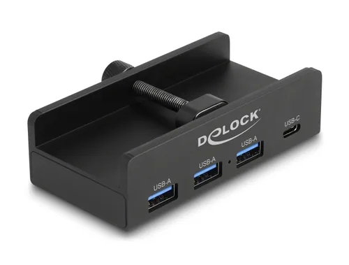 Delock USB-Hub 5 Gbps, 1x USB-C, 3x USB-A - Stromversorgung: USB-C - Anzahl Ports: 4 - Detailfarbe: Schwarz - USB Standard: 3.0/3.1/3.2 Gen 1 (5 Gbps) - USB Anschluss 2 (Endgerät): USB-A - USB-C - USB Anschluss 1 (Quelle): USB-A