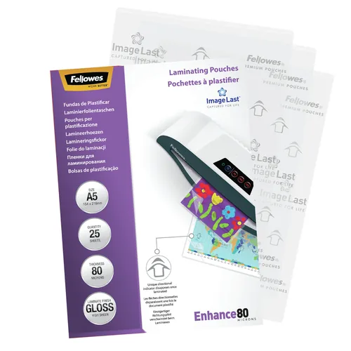 FELLOWES Laminiertasche A5 5396003 glanz, 80my 25 Stk