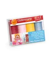 Gütermann Nähgarn-Set Water Repellent 4 Stück, Blau/Gelb/Rosa/Rot - Detailfarbe: Blau - Gelb - Rosa - Rot - Garn-Art: Nähgarn - Set: Ja