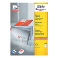 Avery Zweckform Universal-Etiketten 3418 200 x 297 mm, 100 Blatt - Klebehaftung: Permanent - Drucker Kompatibilität: Inkjet - Laser - Anzahl Blatt: 100 × - Papierformat: A4 - Anzahl Etiketten: 100 - Etikettengrösse: 200 x 297 mm