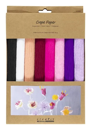 Creativ Company Krepppapier 8 Rollen 25 x 60 cm - Papierformat: 25 x 60 cm - Selbstklebend: Nein - Papierfarbe: Pink - Mehrfarbig - Papiertyp: Krepppapier - Mediengewicht: 105 g/m² - Verpackungseinheit: 8 Stück