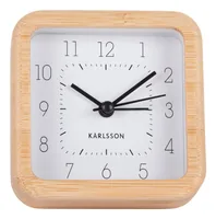 KARLSSON Klassischer Wecker Neat Square Bambus / Weiss - Funktionen: Weckfunktion - Ausstattung: Zeit - Displaytyp: Kein Display - Detailfarbe: Weiss - Funksignal: Nein - Betriebsart: Batteriebetrieb