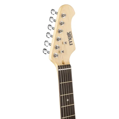 MAX E-Gitarre GigKit Quilted Style Rot - Gitarrenkoffer / Gigbag: Gigbag - Hals: Linde - Tonabnehmerbestückung: HH - Gitarrensteg: Tremolo - Leistung AMP: 0 W - Set: Ja