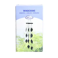 Esschert Design Windspiel Blätter 61.5 cm - Motiv: Landschaft / Natur - Detailfarbe: Silber - Schwarz matt