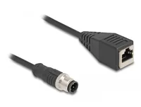 Delock M12 Adapterkabel D-kodiert 4 Pin Stecker zu RJ45 Buchse 50 cm