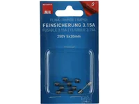 Max Hauri Schmelzsicherung 5 x 20 mm Flink 3.15 A, 5 Stück - Nennstrom: 3.15 A - Typ: Feinsicherung - Bauart: Klar - Auslösecharakteristik: Flink (F)