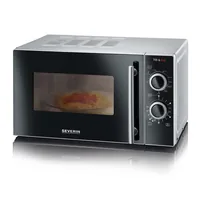 Severin Mikrowelle mit Grill MW 7875 Schwarz/Silber - Mikrowellenleistung: 700 W - Fassungsvermögen: 20 l - Grillfunktion: Ja - Backofenfunktion: Nein - Steamfunktion: Nein - Breite: 45.2 cm
