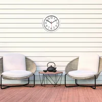 TFA Dostmann Gartenuhr Outdoor Ø 30.5 cm, Weiss - Form: Rund - Detailfarbe: Weiss - Uhrtyp: Analog - Funksignal: Ja - Funktionen: Zeit - Detailmaterial: Glas - Kunststoff