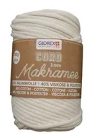 Glorex Wolle Makramee Cord gewebt 85 m x 3 mm, 250 g, Weiss - Packungsgrösse: 1 Stück - Länge: 85 m - Material: Polyester - Baumwolle - Viskose - Detailfarbe: Weiss - Waschbar bei: 40 °C - Nadelstärke: 3 mm