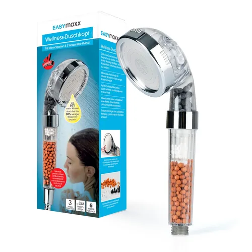 EASYmaxx Handbrause Spa 3 in 1 - Art: Handbrause - Anschluss: 1/2 - Farbe Siebplatte: Silber - Farbe: Chrom - Transparent - Material: Acrylnitril-Butadien-Styrol (ABS) - Edelstahl - Wassersparend: Ja