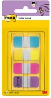 Post-It Index Strong Filing Tabs, Small, Blue, Purple, Pink and Yellow, 15.8 mm x 38.1 mm, 40 Tabs/Dispenser, 1 Dispenser/Pack