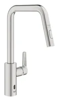 GROHE Küchenarmatur Start 3/8, Supersteel, herausziehbar - Montage: Einlochmontage - Produktfamilie: Start - Ausziehbare Brause: Ja - Ausführung: Einhebelmischer - Infrarot-Elektronik - Küchenbrause - Anschlussmass: 3/8 - Anschlussart: Hochdruckarmatur (2