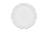FURBER Einwegteller Ø 22.5 cm, 50 Stück, Weiss - Produkttyp: Einwegteller - Materialtyp: Pflanzliche Faser - Material: Zuckerrohrpulpe (Bagasse) - Detailfarbe: Weiss - Verpackungseinheit: 50 Stück