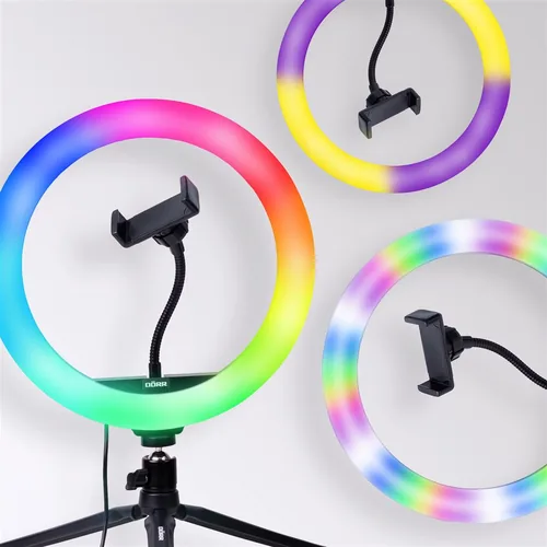 Dörr Videoleuchte Vlogging Kit VL-26 RGB - Farbtemperatur Kelvin: 3000 bis 6000 K - Lichtfarbe: Kaltweiss/Tageslichtweiss (KW) - Farbe: Schwarz