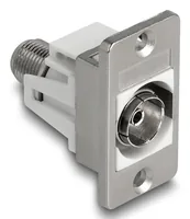 DELOCK Panel Mount IEC Buchse zu F Buchse silber weiß