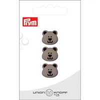 Prym Union Knopf Knöpfe Bär 15 mm, 3 Stück, Grau - Detailfarbe: Grau