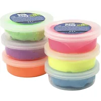 Creativ Company Modellier-Set Silk Clay 6 x 14 g Neon - Packungsgrösse: 84 g - Set: Ja - Anwender: Kinder - Hobbyanwender - Detailfarbe: Mehrfarbig - Modelliermasse Art: Modellier-Set - Trocknung: Lufttrocknend