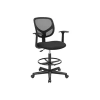 Songmics Bürostuhl mit Armlehnen und Fusskreuz, Schwarz - Produkttyp: Bürostuhl - Material Bezug: Polyester - Armlehnen: Ja - Material Fuss: Metall - Rückenart: Netzrücken - Rollenart: Universalrollen