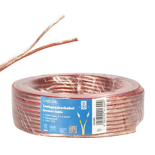 Logilink Lautsprecherkabel, 2x2.50 mm2, 10 m transparent