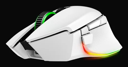 Razer Gaming-Maus Razer Basilisk V3 Pro 35k Weiss - Maus Features: Umschaltbare DPI-Auflösung - RGB-Beleuchtung - Seitliche Zusatztasten - Daumentaste - Beleuchtung - Ein-/Ausschalter - Scrollrad - Integrierter Speicher - Bedienungsseite: Rechtshänder - D