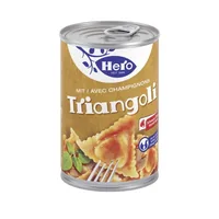 Hero Dose Triangoli 420 g - Produkttyp: Pastagerichte - Nährwertangabe pro: 100 g - Energiegehalt (in kj): 343 KJ - Energiegehalt (in kcal): 81 Kcal - Fett: 1.8 g - Gesättigte Fettsäuren: 0.6 g