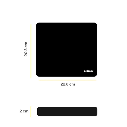 Fellowes Workplace Mausmatte Optical Mousepad Schwarz - Tiefe: 190 mm - Breite: 230 mm - Detailfarbe: Schwarz - Form: Eckig - Höhe: 6 mm - Handgelenkauflage: Nein
