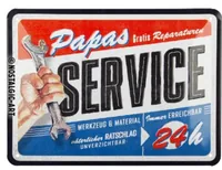 Nostalgic Art Schild Papas Service 15 x 20 cm, Metall - Motiv: Schriftzug - Detailfarbe: Rot - Weiss - Blau - Detailmaterial: Metall - Grundmaterial: Metall - Produkttyp: Schild