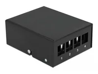 Delock Gehäuse Keystone Patchpanel 4 Port schwarz - Detailfarbe: Schwarz - Serie: Keine - E-Nr.: 0 - Schirmung: Ja - Schnittstellen: Keystone - Typ: Gehäuse