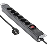 InLine 19" Steckdosenleiste - 6-fach Schutzkontakt - mit Schalter - 2m - schwarz