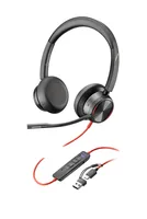 HP Poly Blackwire 8225 Stereo Microsoft Teams Certified USB-C Headset +USB-C/A Adapter Auricolare Cablato A Padiglione Ufficio USB tipo-C Nero