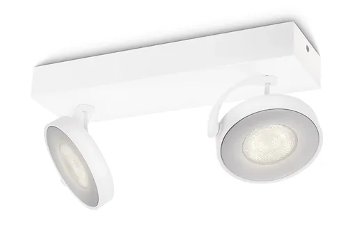 Philips Aufbauspot Clockwork, 2 x 4.5 W, 1000 lm, 2700 K, Weiss - Leuchten Kategorie: Deckenleuchte - Betriebsart: Netzbetrieb - Lampensockel: LED fest verbaut - Farbtemperatur Kelvin: 2700 K - Gesamtleistung: 9 W - Farbwiedergabeindex CRI: 80