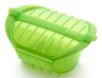 Lékué Mikrowellen-Dampfgarer Tief Grün - Material: Silikon - Detailfarbe: Grün - Set: Nein - Unterteilungsmöglichkeit: Nein - Fassungsvermögen: 0.65 l