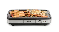 Tefal Tischgrill Maxi Plancha Schwarz/Silber - Eingangsspannung: 230 V - Ausstattung: Antihaftbeschichtung - Spatel - Thermostat - Fettauffangschale - Windschutz - Betriebsanzeigeleuchte - Leistung: 2300 W
