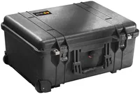 Peli Schutzkoffer 1560 mit Schaumstoffeinlage, Schwarz - Produkttyp: Schutzkoffer - Widerstandsfähigkeit: Schlagfest - Wassergeschützt - IP67 - Staubgeschützt - Breite: 561 mm - Nutzinhalt Gesamt: 44.01 l - Detailfarbe: Schwarz - Ausstattung: Rollen - Dru