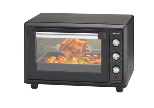 Trisa Backofen Forno Gusto 34 l, Schwarz - Funktionen: Backen - Braten - Grill - Ausstattung: Backblech - Gitterrost - Drehspiess - Breite: 50 cm - Höhe: 30 cm - Tiefe: 39.5 cm - Detailfarbe: Schwarz