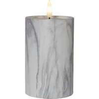 Star Trading LED-Kerze Pillar Flamme Marble Ø 7.5 x 15 cm, Grau - Betriebsart: Batteriebetrieb - Fernbedienung: Nein - Aussenanwendung: Nein - Höhe: 15 cm - Timerfunktion: Ja - Set: Nein