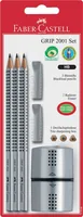 Faber-Castell Bleistift Grip 2001 Set B, 3 Stück - Strichstärke: Keine Angabe - Härtegrad: B - Set: Ja - Bleistiftart: Bleistift - Anwender: Schule - Kreativbedarf - Erwachsene - Ergnonomisch Schreiben: Ja