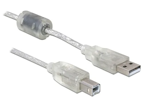 Delock Kabel USB 2.0 Typ-A Stecker > USB 2.0 Typ-B Stecker 0,5 m transparent