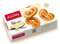 Kambly Kambly Palmiers Vanille 100 g - Produkttyp: Guetzli - Nährwertangabe pro: 100 g - Energiegehalt (in kj): 2009 KJ - Energiegehalt (in kcal): 478 Kcal - Fett: 19 g - Gesättigte Fettsäuren: 13 g