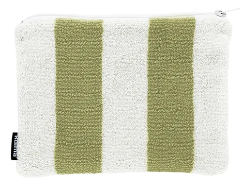 Kolma Necessaire Stripy 24 x 18.5 cm, Olive/Weiss - Gefüllt: Keine Angaben - Etui-Art: Etui - Detailfarbe: Olive Green - Weiss - Material: Baumwolle - PVC
