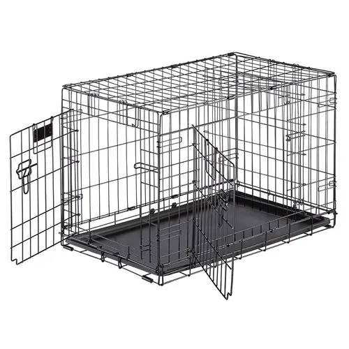ferplast Transportbox Dog-Inn-75, faltbare Metallbox - Breite: 77.4 cm - Höhe: 54.6 cm - Tiefe: 48.5 cm - Detailfarbe: Schwarz - Produkttyp: Transportbox - Tierart: Hund