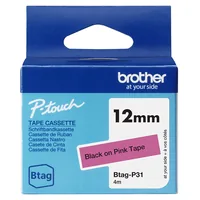 Brother Etikettenband BTAG-P31 - 12 mm x 4 m - Schwarz auf Rosa