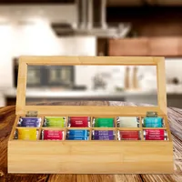 Relaxdays 10032113 tea box Bamboo, Plastic