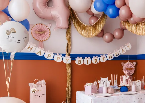 Partydeco Girlande Katze Rosa, 2.8 m - Materialtyp: Papier - Material: Papier - Detailfarbe: Rose - Länge: 2.8 m - Motto: Geburtstag