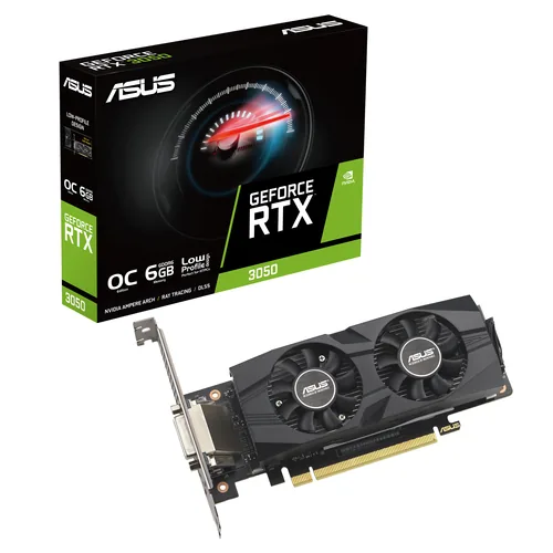 ASUS GeForce RTX 3050 LP BRK OC Edition - Grafikkategorie: Gaming (Mid-Range) - Grafikfamilie: Nvidia GeForce RTX - Grafikkarte Modell: Nvidia GeForce RTX 3050 - Grafikspeicher Grösse: 6 GB - Schnittstelle Grafikkarte: PCI Express 4.0 - Kühlungstyp: Aktiv
